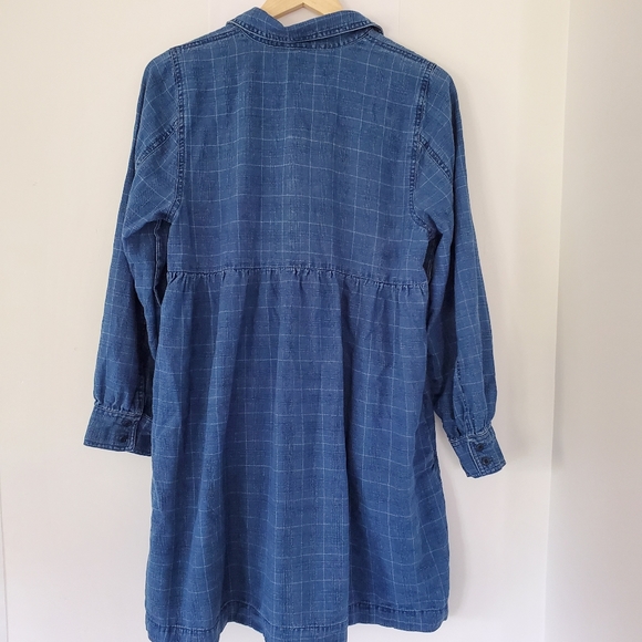 MADEWELL Size Large Indigo Plaid Denim Babydoll Shirtdress $128 Runs Small! EUC! - Picture 14 of 16